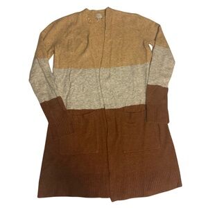 A NEW DAY COLOR BLOCK MIDI LENGTH OPEN SWEATER